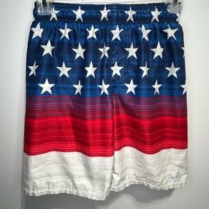 Under Armour Boys Medium Stars & Stripes Swim Shorts - Blue, Red, White